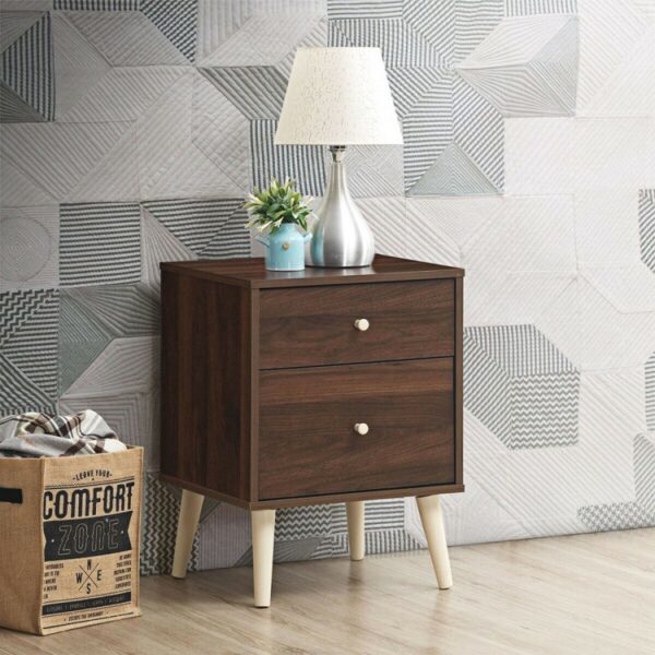 Freestanding Bedside Nightstand  with 2 Storage Drawers and Rubber Legs - Image 2