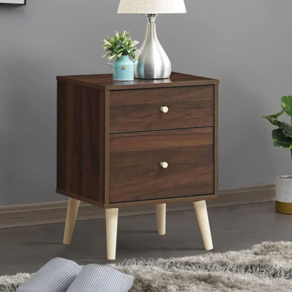 Freestanding Bedside Nightstand  with 2 Storage Drawers and Rubber Legs - Image 5