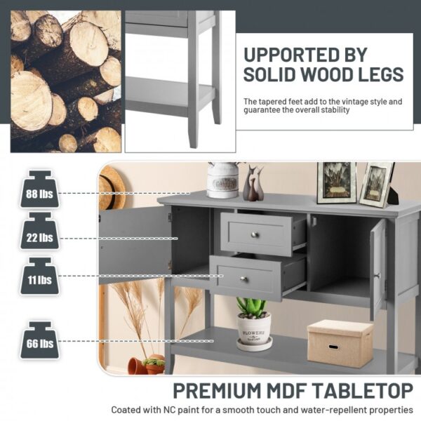 Wooden Sideboard Buffet Console Table with Drawers and Storage - Image 6