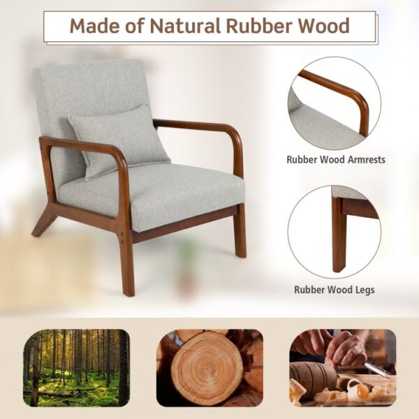 Modern Accent Chair with Rubber Wood Frame and Lumbar Pillow - Image 2