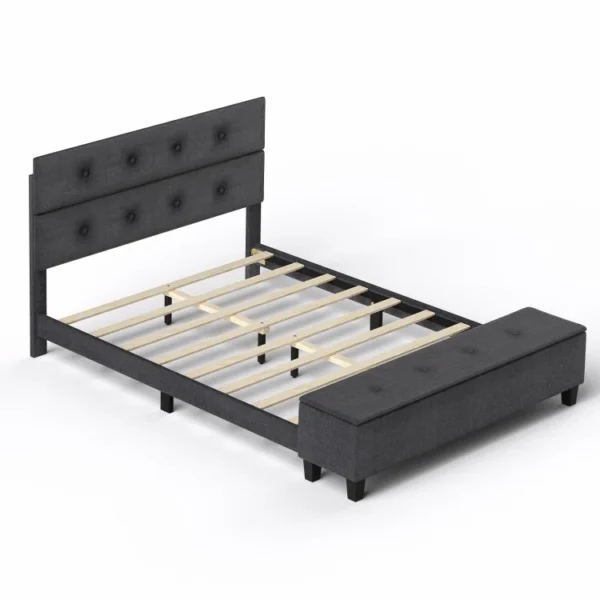 Twin/Full/Queen Upholstered Bed Frame with Ottoman Storage