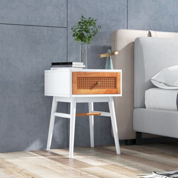 1-Drawer Modern Bedside Table with Solid Wood Legs - Image 6