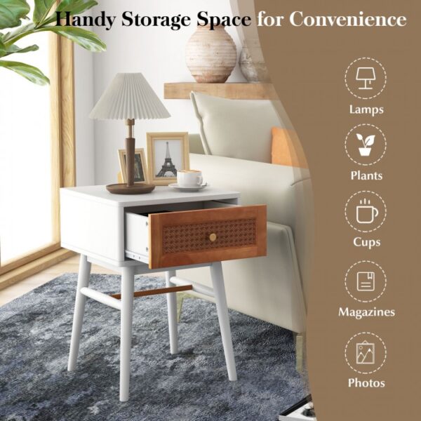 1-Drawer Modern Bedside Table with Solid Wood Legs - Image 4