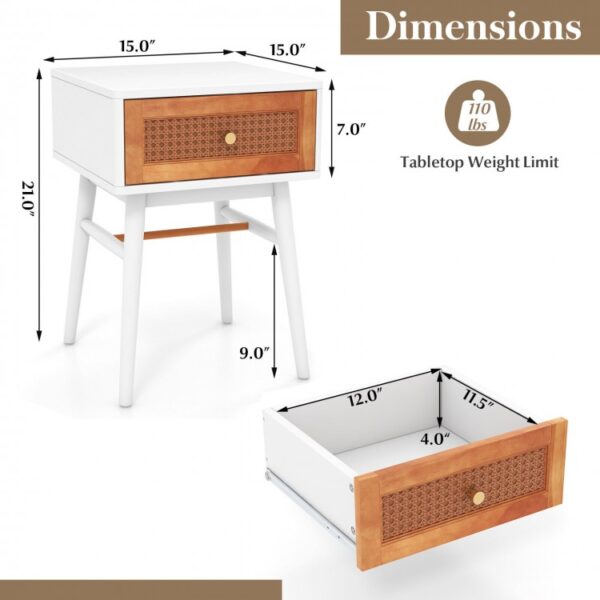 1-Drawer Modern Bedside Table with Solid Wood Legs - Image 5