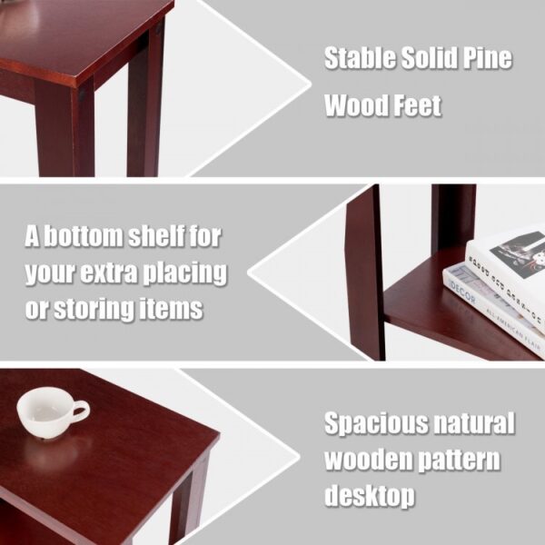 2-Tier Modern Compact End Table with Storage Shelf - Image 4