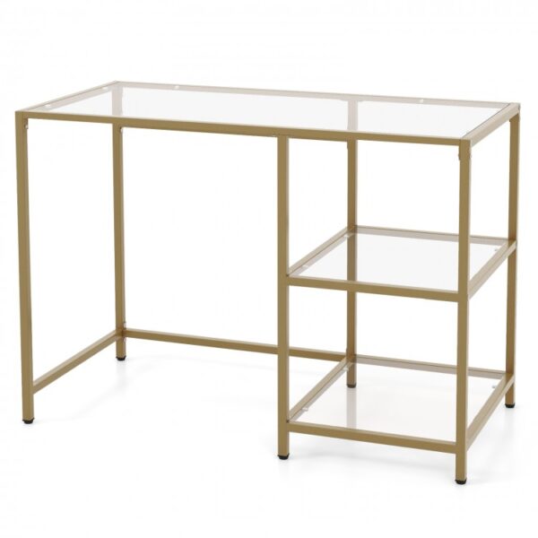 Modern Console Table with 2 Open Shelves and Metal Frame