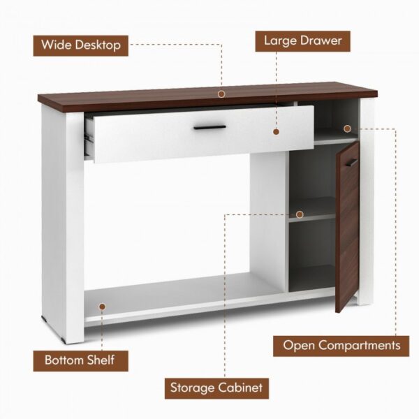 48 Inch Console Table with Drawer and Cabinet - Image 5