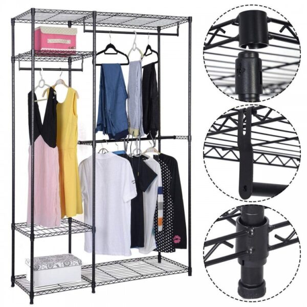 Portable Steel Closet Hanger Storage Rack Organizer - Image 3