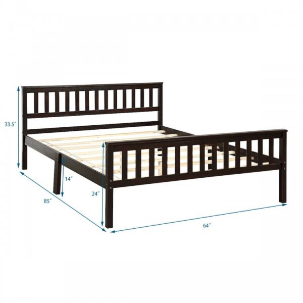 Deluxe Solid Wood Platform Bed with Headboard and Footboard - Image 2