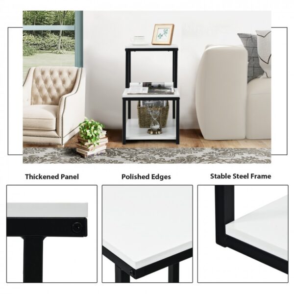 3-Tier Ladder-Shaped Chair Side Table with Storage Shelf - Image 3