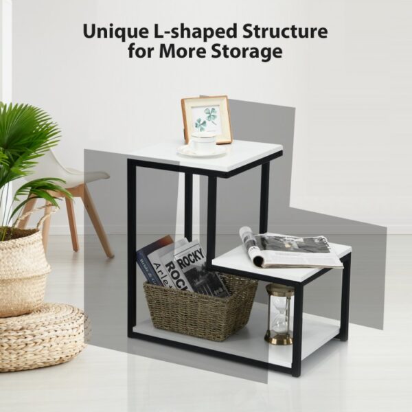 3-Tier Ladder-Shaped Chair Side Table with Storage Shelf - Image 6