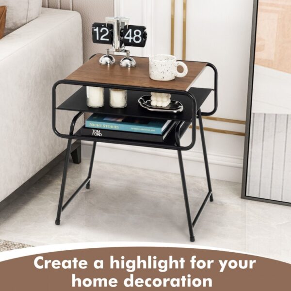 3-tier Compact Side End Table with Storage Shelf - Image 5