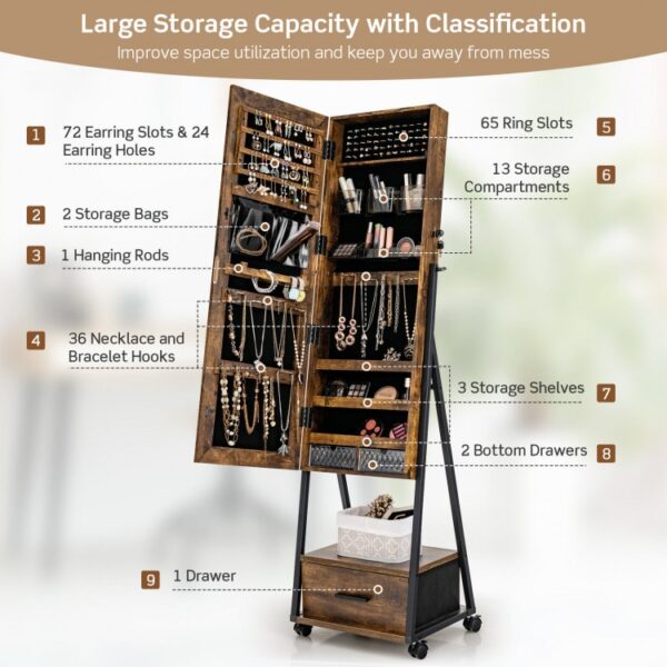 Jewelry Cabinet with Full-Length Mirror - Image 5