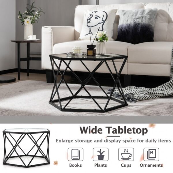 Modern Accent Geometric Glass Coffee Table - Image 3