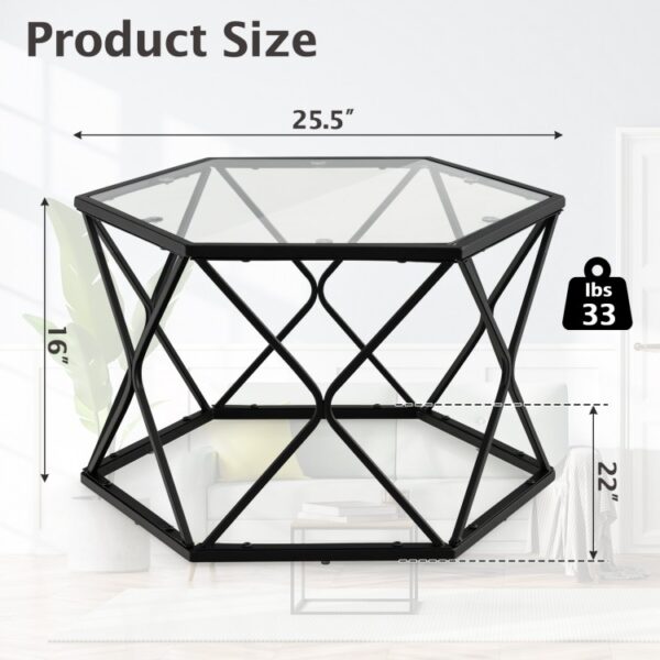 Modern Accent Geometric Glass Coffee Table - Image 2