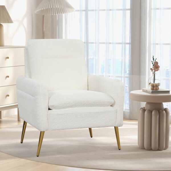 Upholstered Sherpa Modern Accent Armchair for Living Room - Image 2