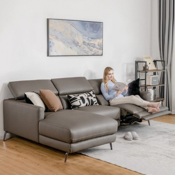 Leather Air Power Reclining Sectional Sofa with Adjustable Headrests - Image 2