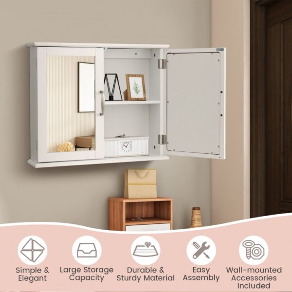 2-Tier Wall-Mounted Mirror Storage Cabinet with Handles for Bath - Image 6