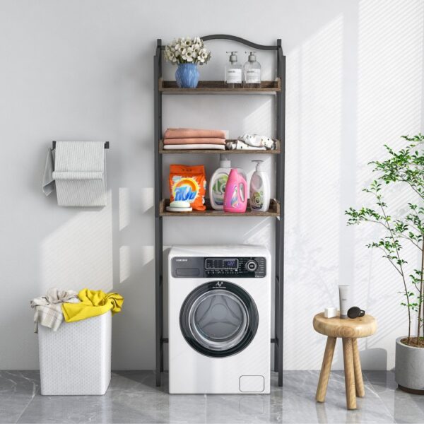 3-Tier Over-The-Toilet Bathroom Storage Rack with Open Shelves - Image 4