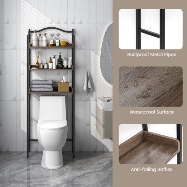 3-Tier Over-The-Toilet Bathroom Storage Rack with Open Shelves - Image 3