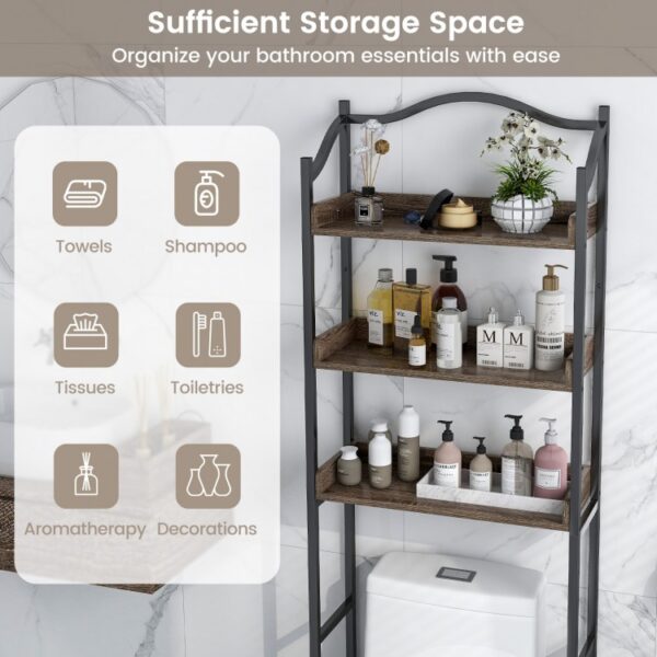 3-Tier Over-The-Toilet Bathroom Storage Rack with Open Shelves - Image 6