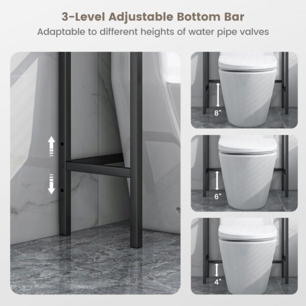 3-Tier Over-The-Toilet Bathroom Storage Rack with Open Shelves - Image 7