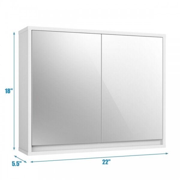 2-Door Wall-Mounted Bathroom Mirrored Medicine Cabinet - Image 2