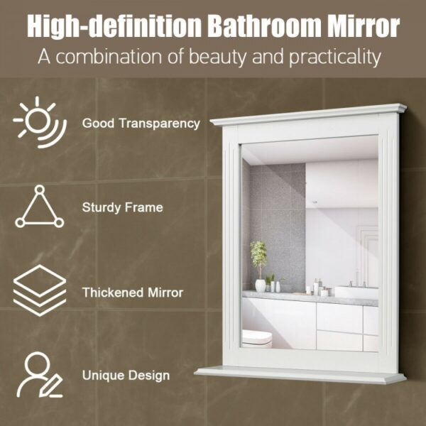 Wall-Mounted Multipurpose Vanity Mirror with Shelf - Image 6