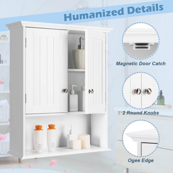 Wall Mount Bathroom Cabinet Storage Organizer with Doors and Shelves - Image 5