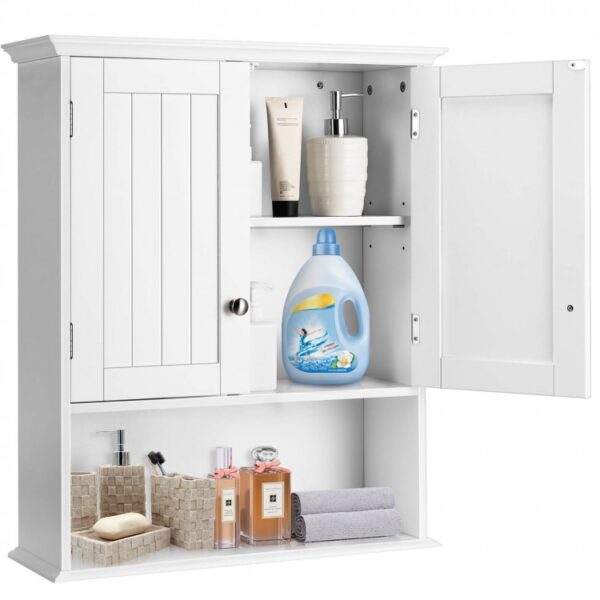 Wall Mount Bathroom Cabinet Storage Organizer with Doors and Shelves - Image 7