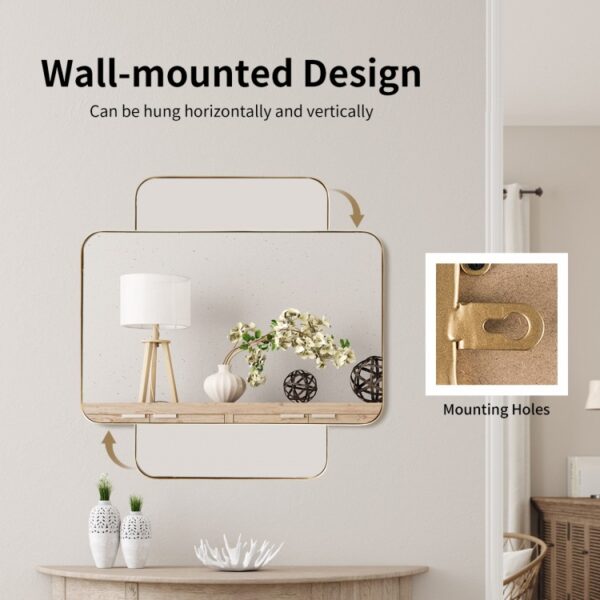 32 x 20 Inch Metal Frame Wall-Mounted Rectangle Mirror - Image 4