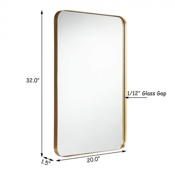 32 x 20 Inch Metal Frame Wall-Mounted Rectangle Mirror - Image 2