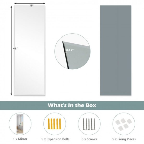 43 x 15 Inch Wall Mounted Frameless Full Length Mirror - Image 4