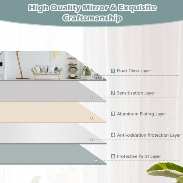 43 x 15 Inch Wall Mounted Frameless Full Length Mirror - Image 2