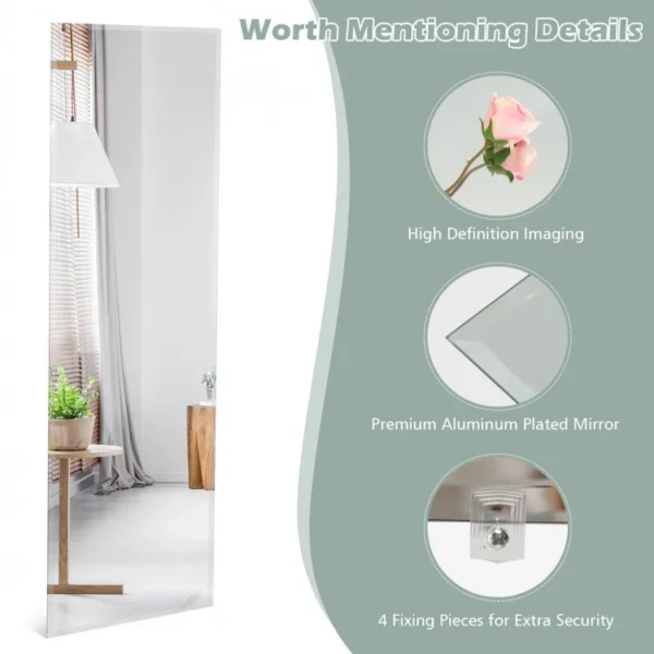 43 x 15 Inch Wall Mounted Frameless Full Length Mirror - Image 6