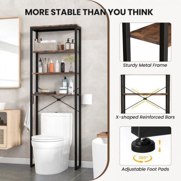 4-Tier Freestanding Over the Toilet Storage Rack - Image 7