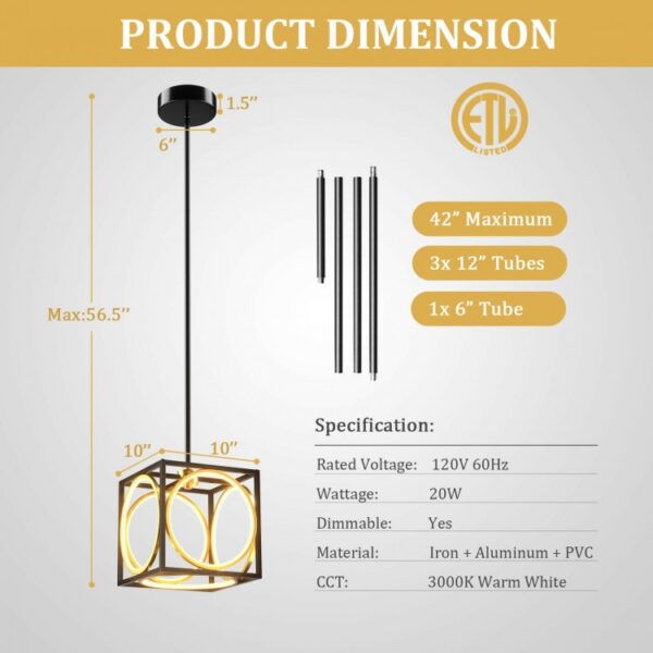 Modern LED Pendant Light with 42 Inches Adjustable Suspender - Image 2