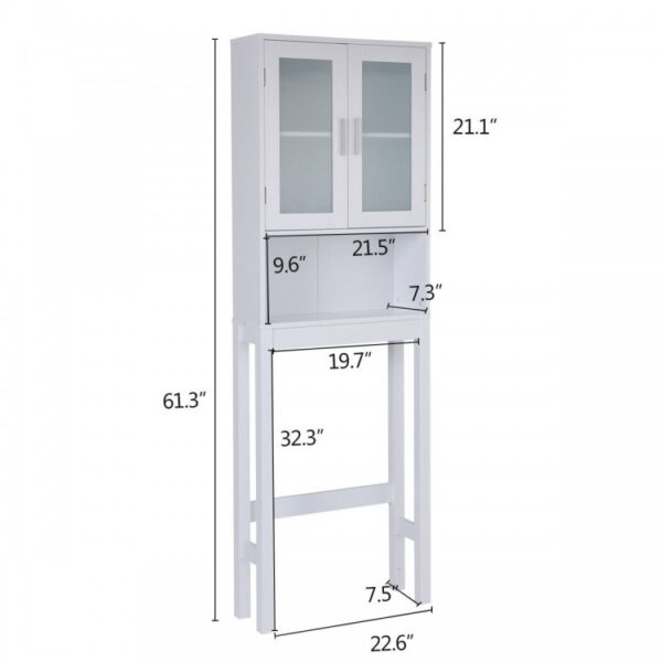 Wooden over the toilet Storage Cabinet with Tower Rack - Image 2