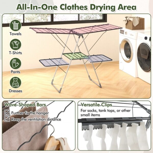 2-Tier Clothes Drying Rack with 33 Drying Rails and Height Adjustable Gullwings - Image 7