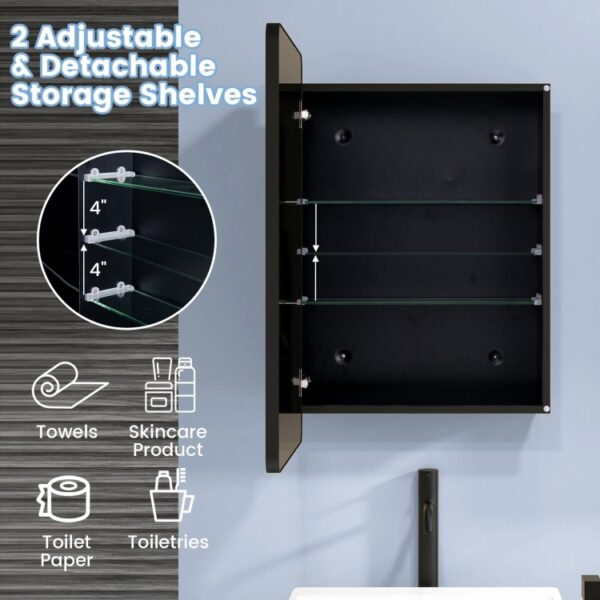 20 x30 Inch Multi-Functional Bathroom Mirror Cabinet with Adjustable Shelves - Image 9