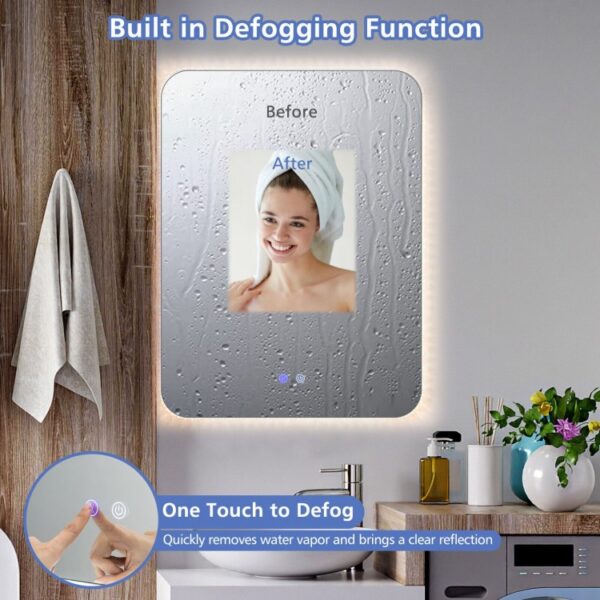 32 x 24 Inch Shatterproof Wall Mirror with 3-Color Lights and  Anti-Fog Function - Image 6