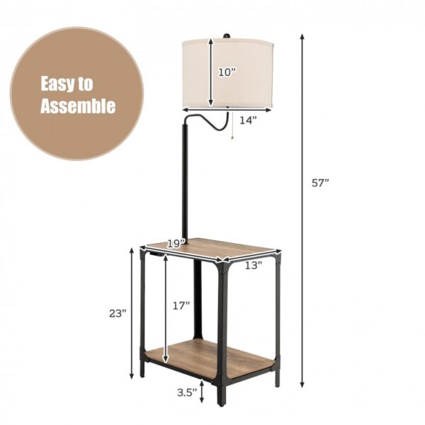 360° Rotatable Floor Lamp with End Table and USB Charging Ports - Image 2