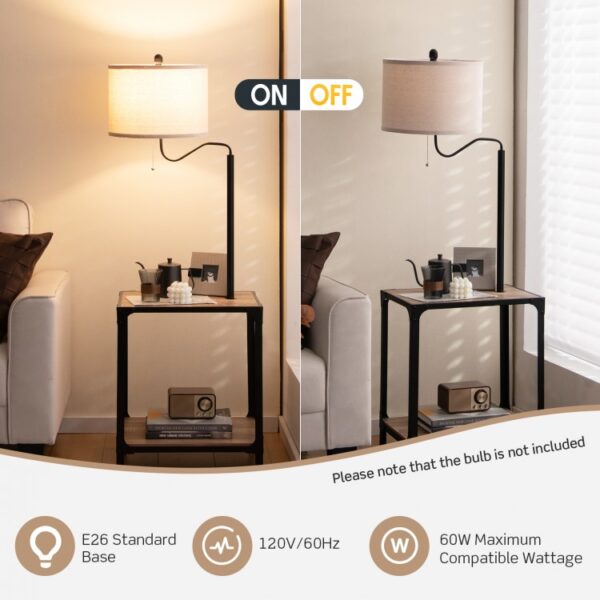 360° Rotatable Floor Lamp with End Table and USB Charging Ports - Image 8