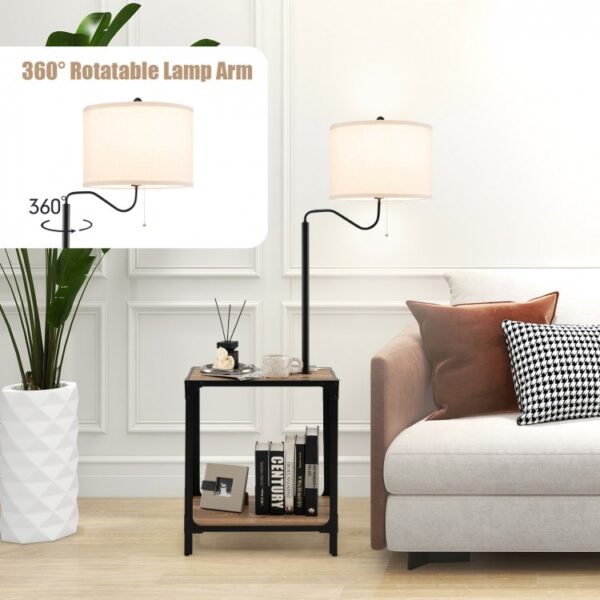 360° Rotatable Floor Lamp with End Table and USB Charging Ports - Image 3