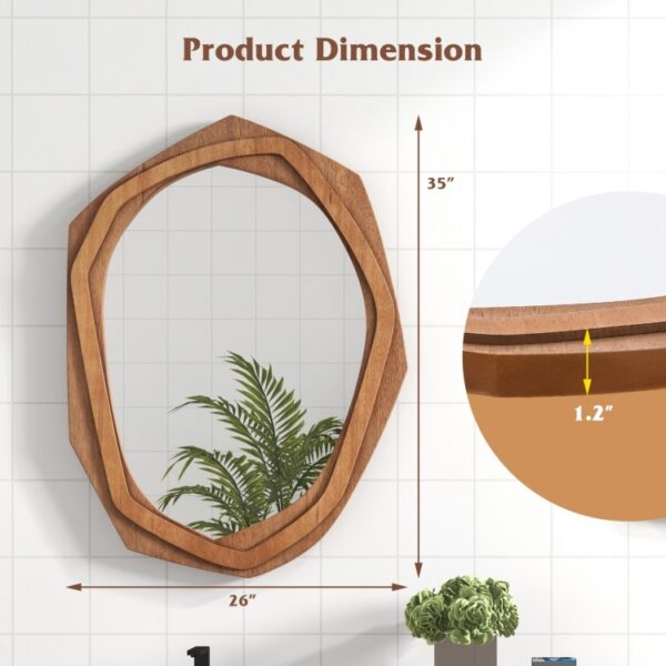 Large Water Proof Irregular Framed Decoration Wall Mirror with Expansion Screws - Image 2