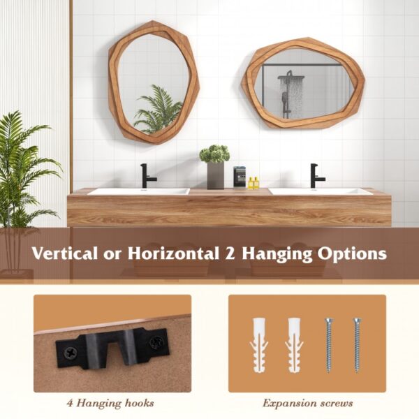 Large Water Proof Irregular Framed Decoration Wall Mirror with Expansion Screws - Image 6