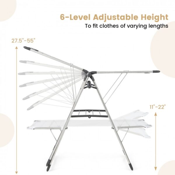 Large Foldable Clothes Drying Rack with Tall Hanging Bar - Image 8