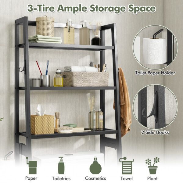 3-Tier Over The Toilet Storage Shelf with Adjustable Bottom Bar - Image 4