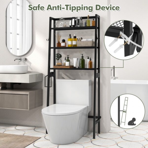 3-Tier Over The Toilet Storage Shelf with Adjustable Bottom Bar - Image 5