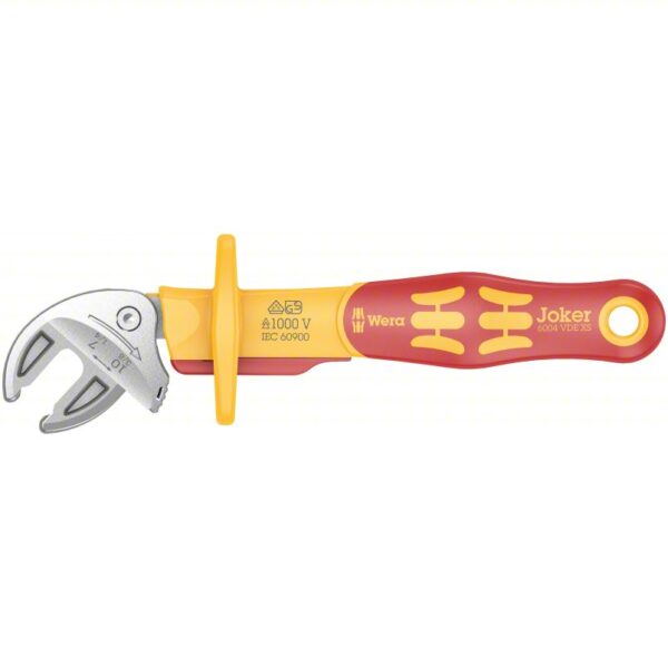 WERA VDE Spanner Wrench: Natural, 119 mm Overall Lg, 3/8 in Jaw Capacity, Insulated Grip